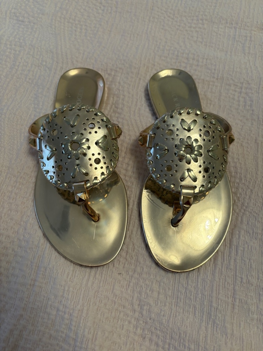 Jack Rogers Metallic Gold Georgica Girls Sandals 13